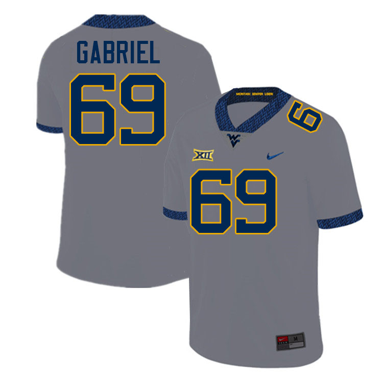 Nate Gabriel WVU Jersey,West Virginia Mountaineers #69 Nate Gabriel Jersey Youth College-Grey